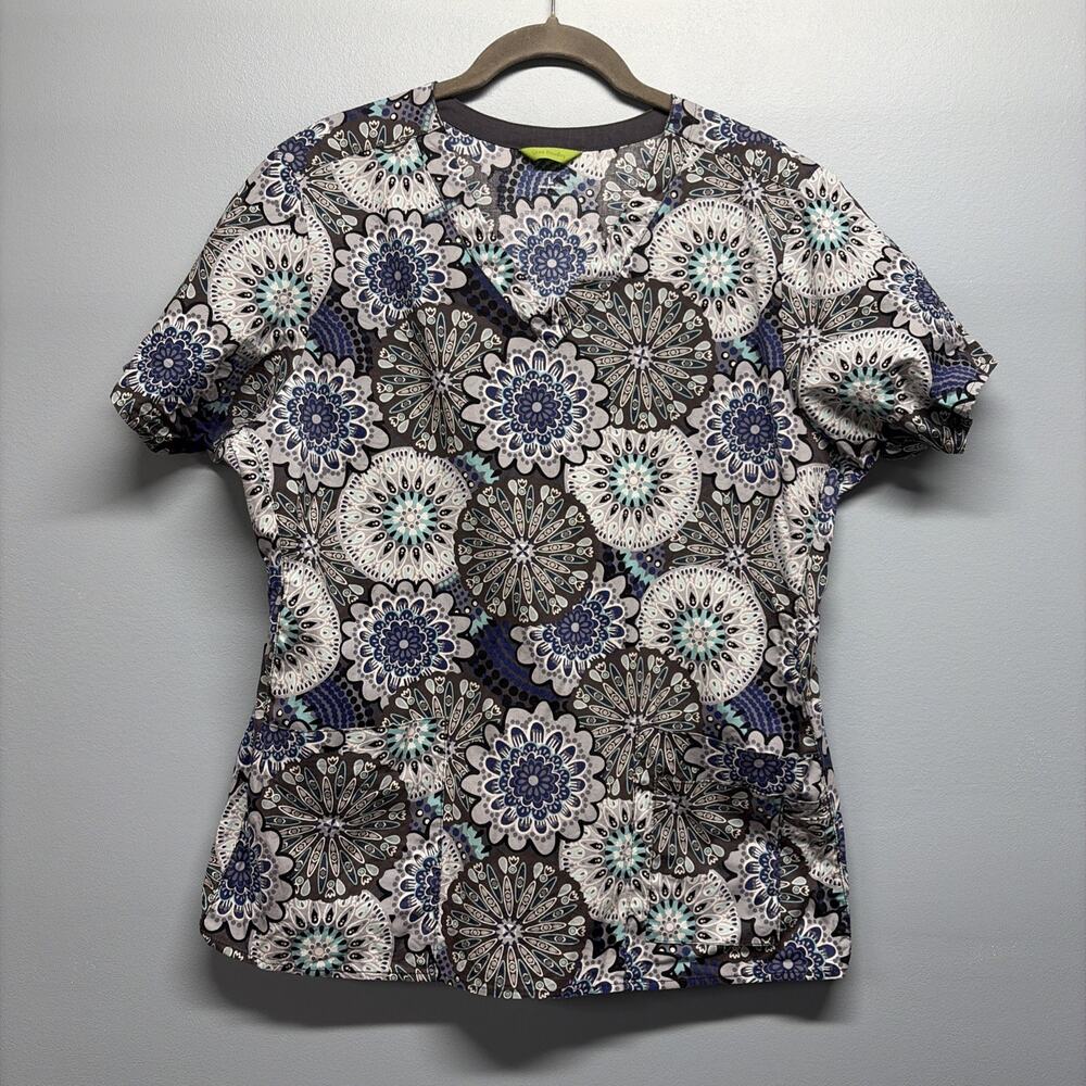 Vera Bradley Medical Nurse Doctor Uniform Scrub Top V-Neck Womens Sz Large